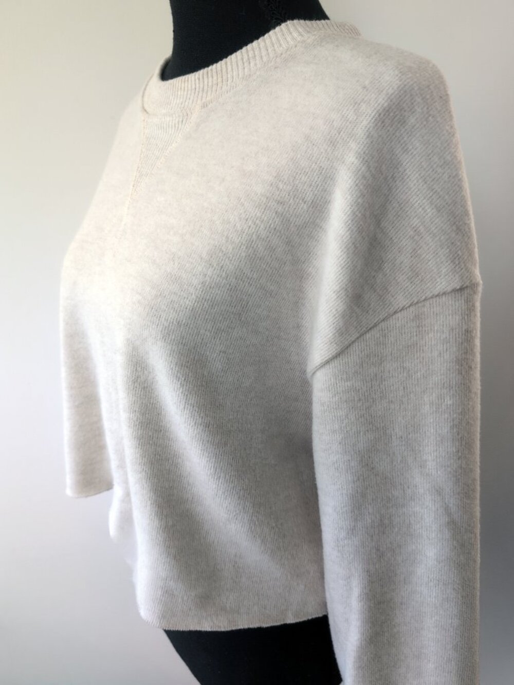 Zara Super Soft Cropped Lightweight Long Sleeve Oatmeal Shirt Casual Sophisticat